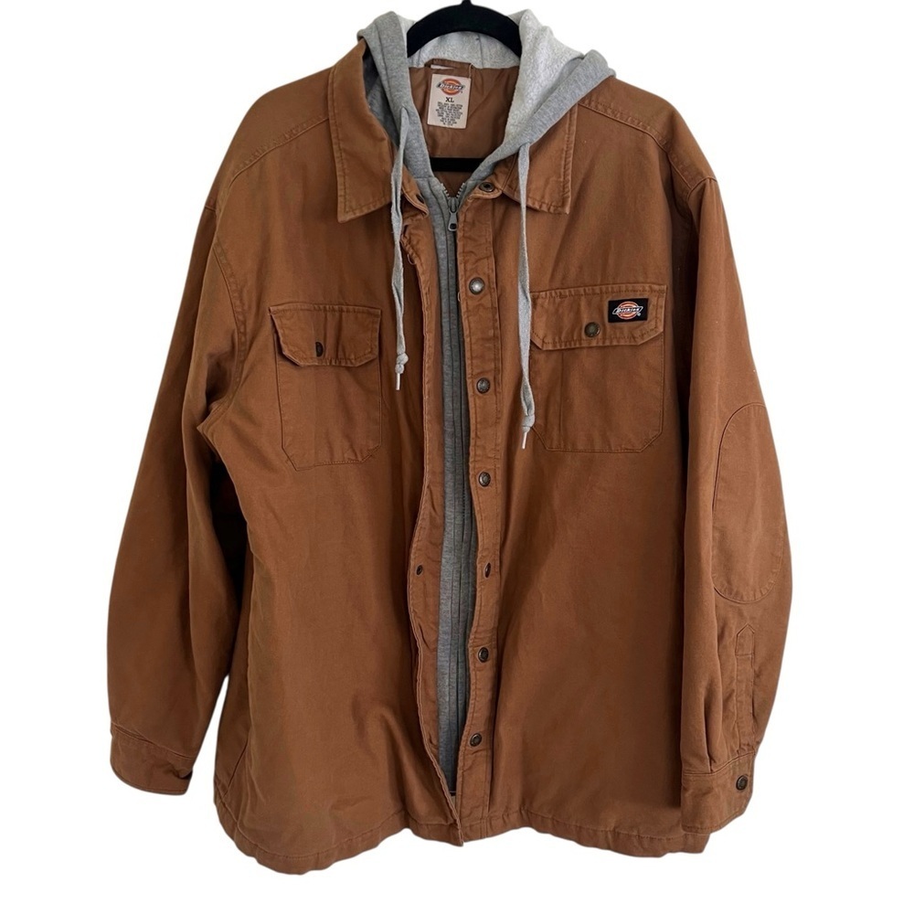 Dickies Tan Quilted Hooded Shirt Jacket XL - Picture 7 of 11